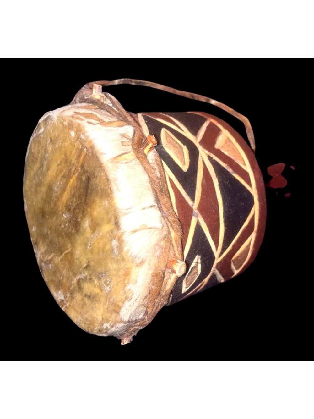 Zimbabwean Tonga Budima Hand Drum Shona Motif African Tribal Art - Picture 5 of 5